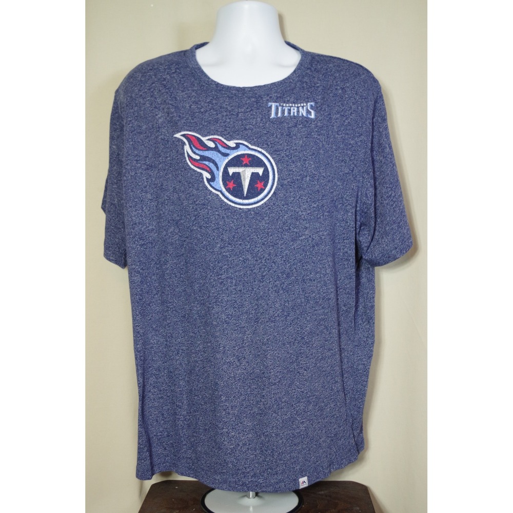 Majestic Tennessee‎ Titans NFL T-Shirt Men's 2XL Blue Heather Short Sleeve Logo